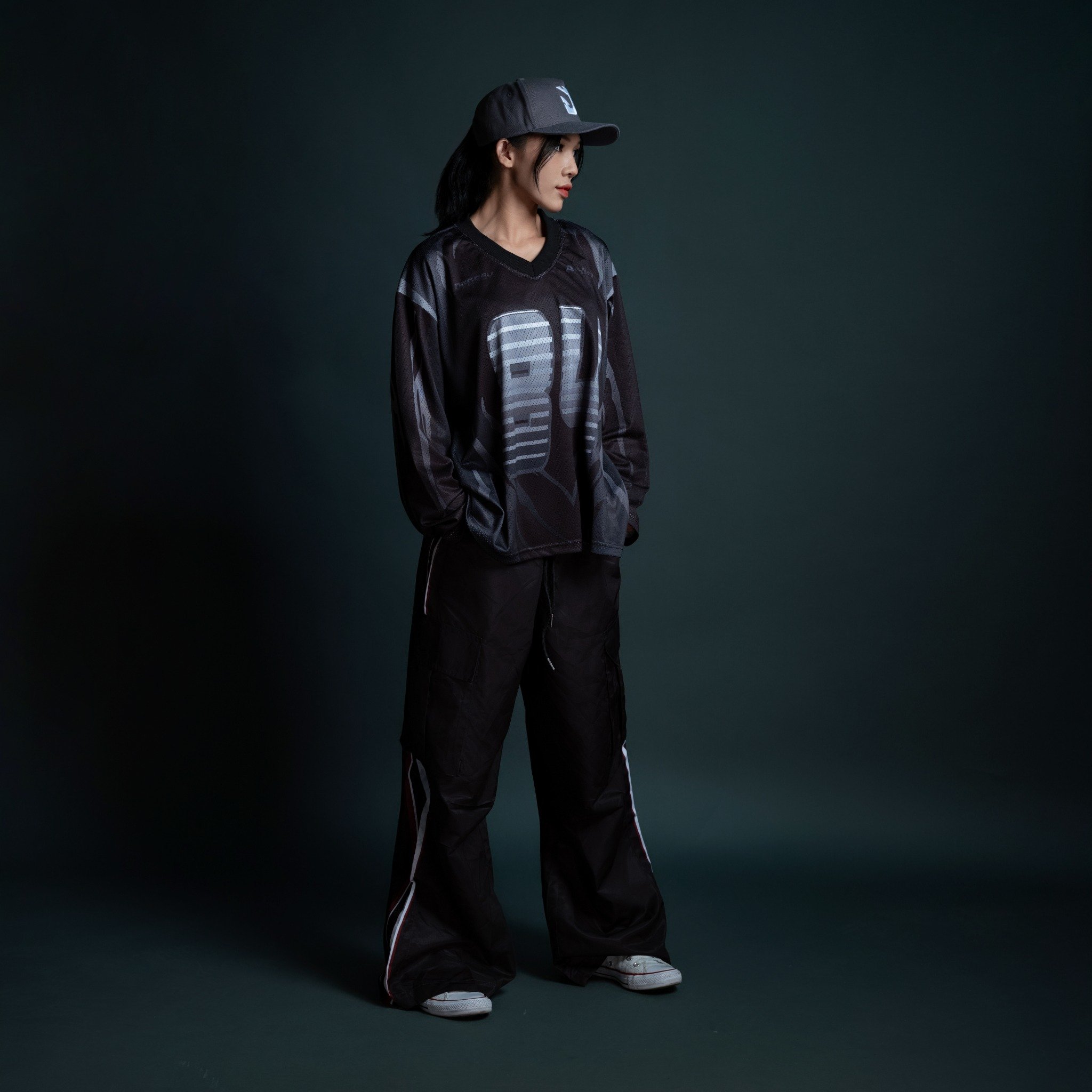  Áo thun tay dài màu đen Degrey Jersey long sleeve cổ tim thời trang thể thao Dark Fire Velocity - LONGDARK 
