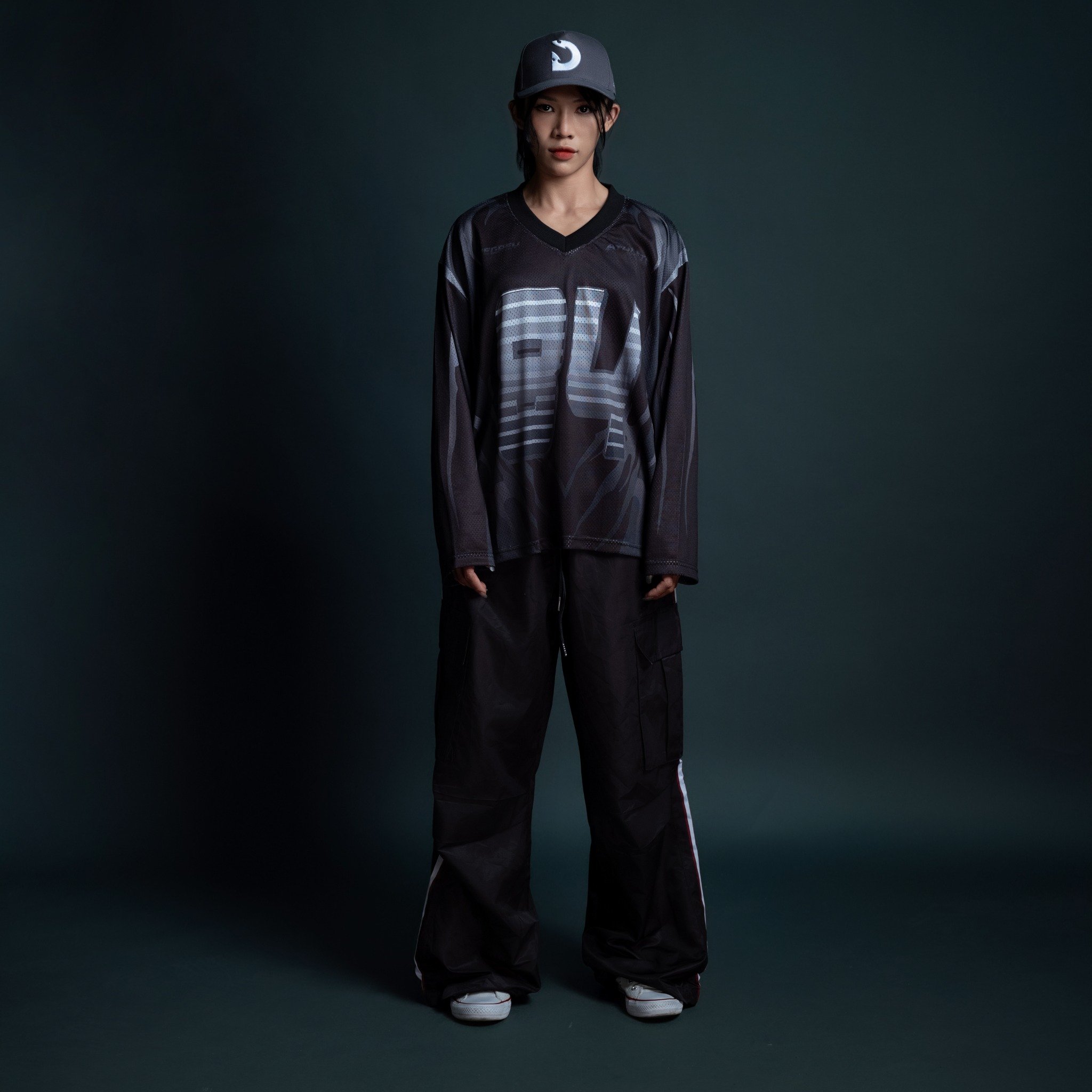  Áo thun tay dài màu đen Degrey Jersey long sleeve cổ tim thời trang thể thao Dark Fire Velocity - LONGDARK 