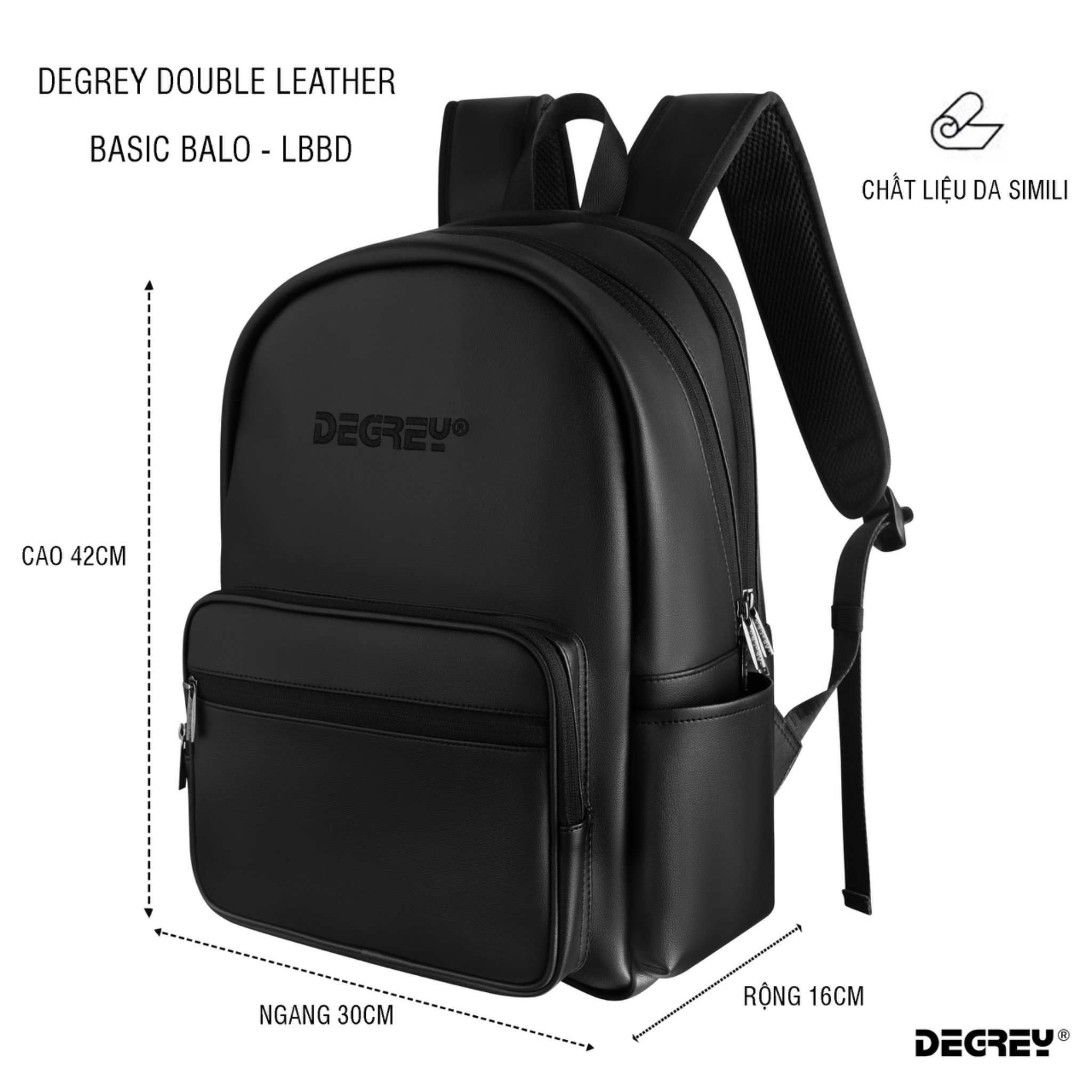  Degrey Double Leather Basic Balo - LBBD 