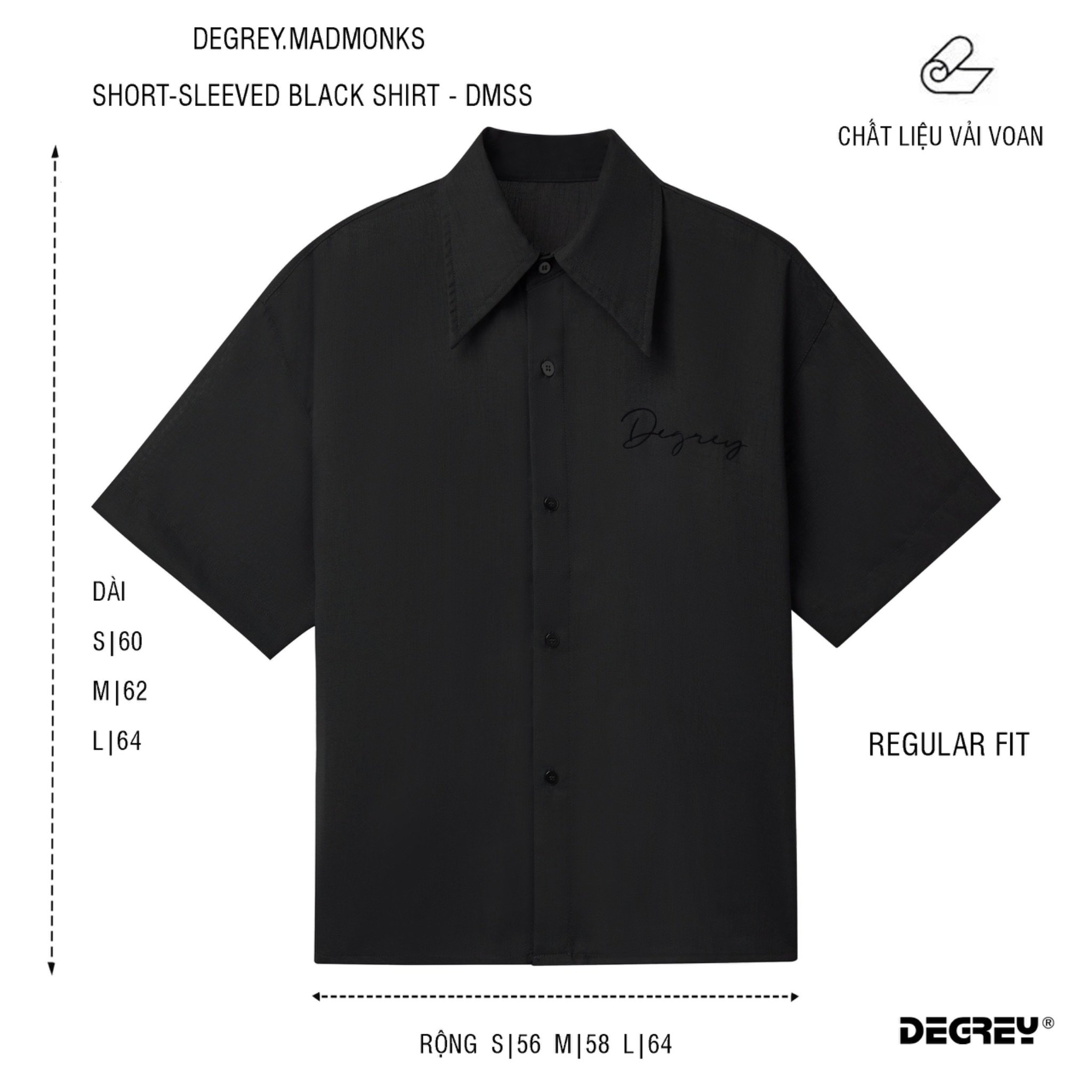  Degrey.Madmonks Short-Sleeved Black Shirt - DMSS 