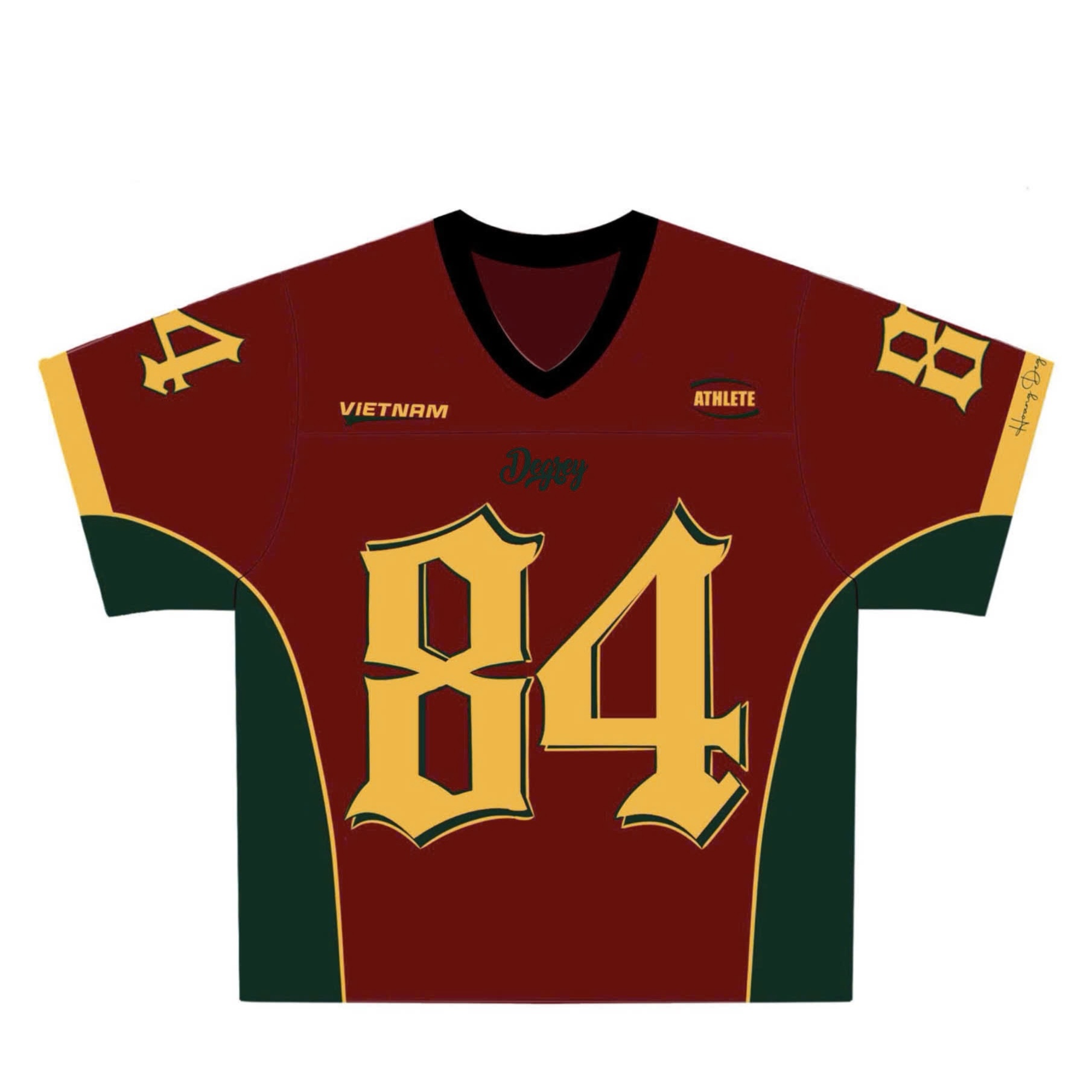  Áo thun Degrey Jersey cổ tim màu đỏ thời trang thể thao màu flexible x3- JERFLEXDO 