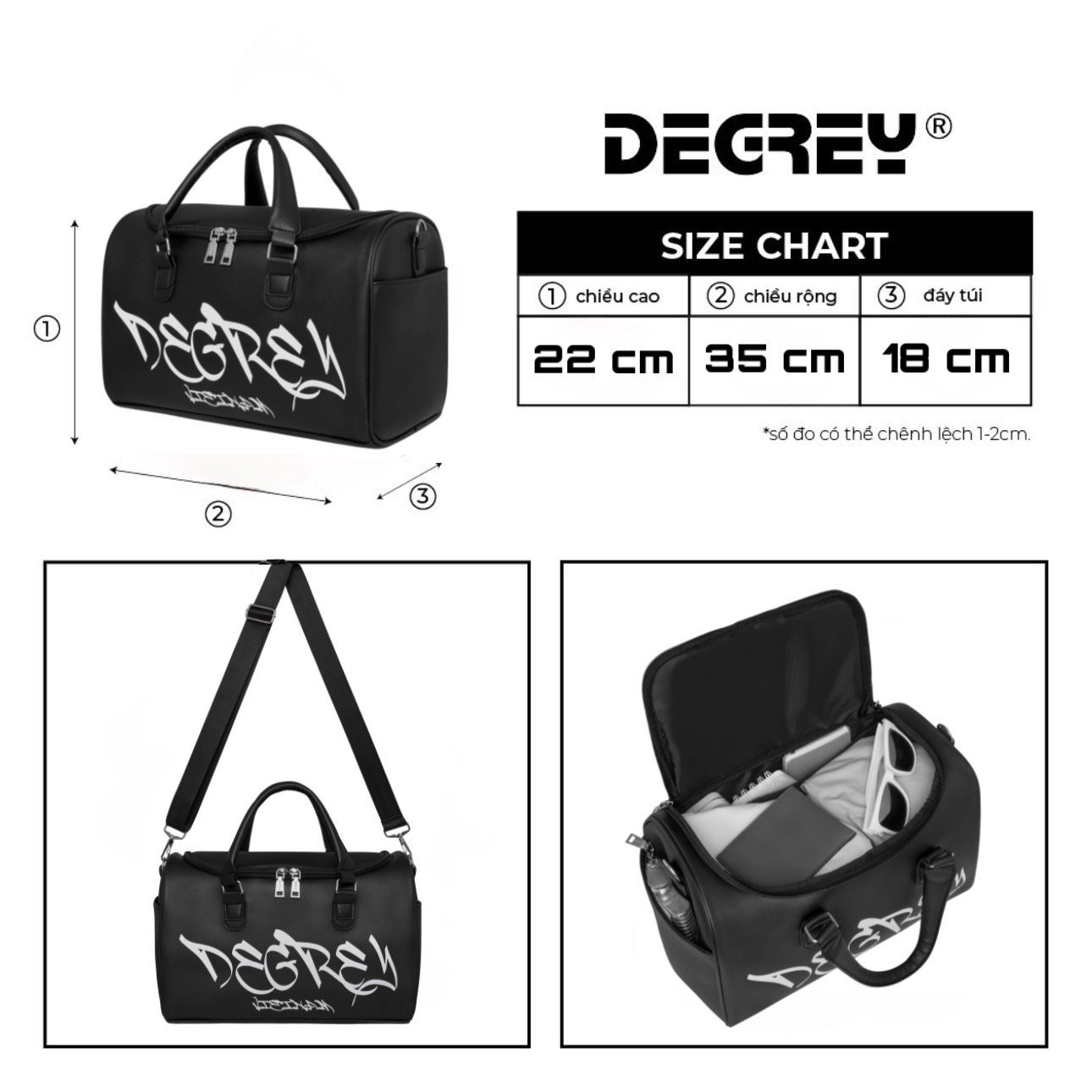  Túi da Degrey du lịch medium size travel simili bag - TVBM 