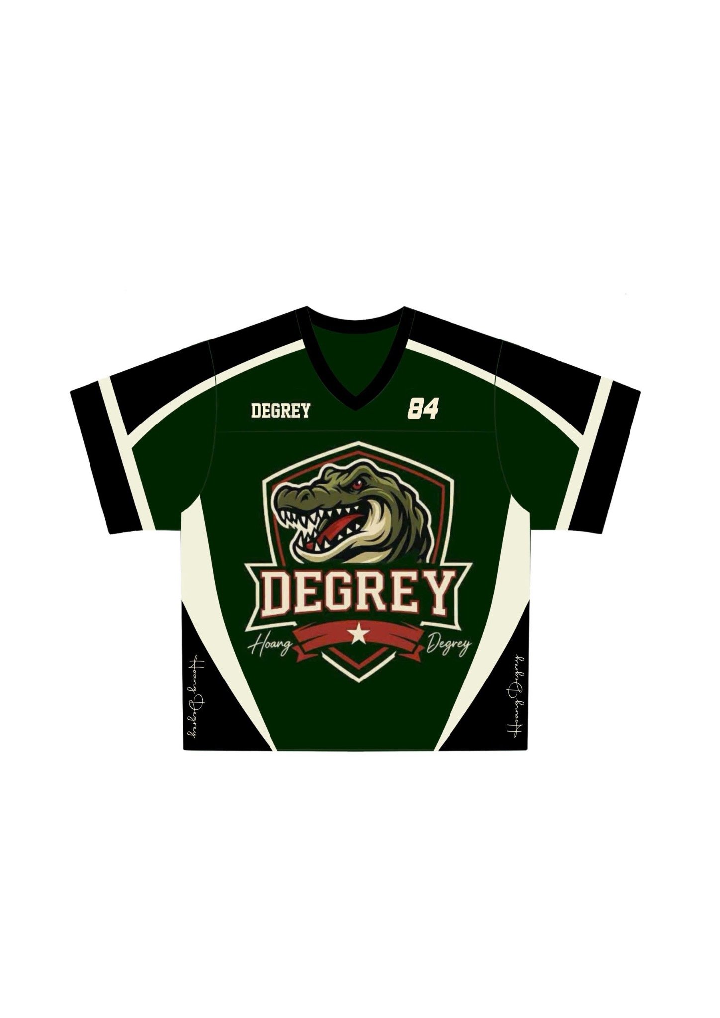 Áo thun thể thao màu xanh Degrey Jersey Rex 84 cổ tim - JERREX 