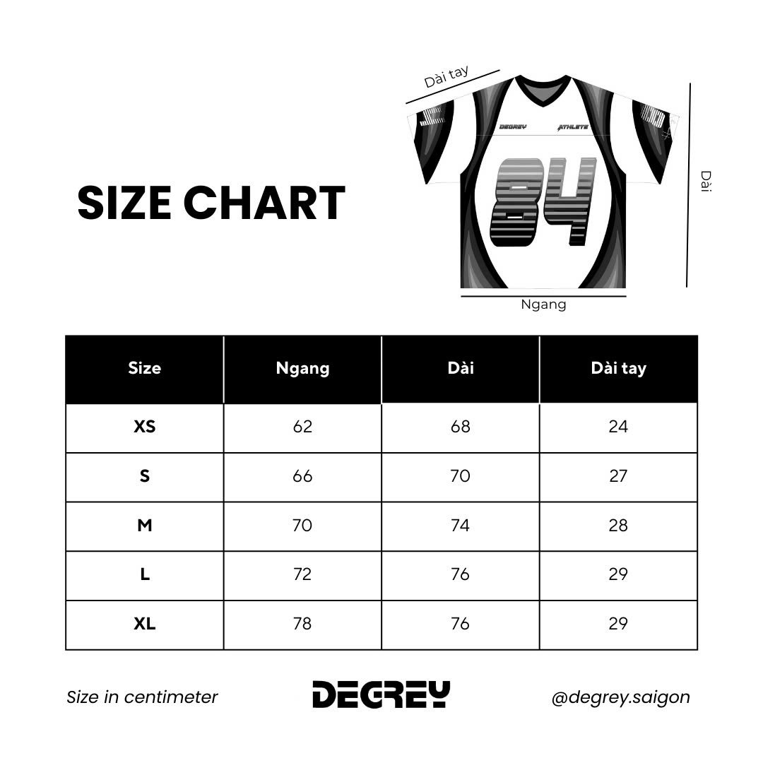  Áo thun Degrey Jersey Striker 84 cổ tim màu trắng in hình thời trang thể thao - JERSTRIT 