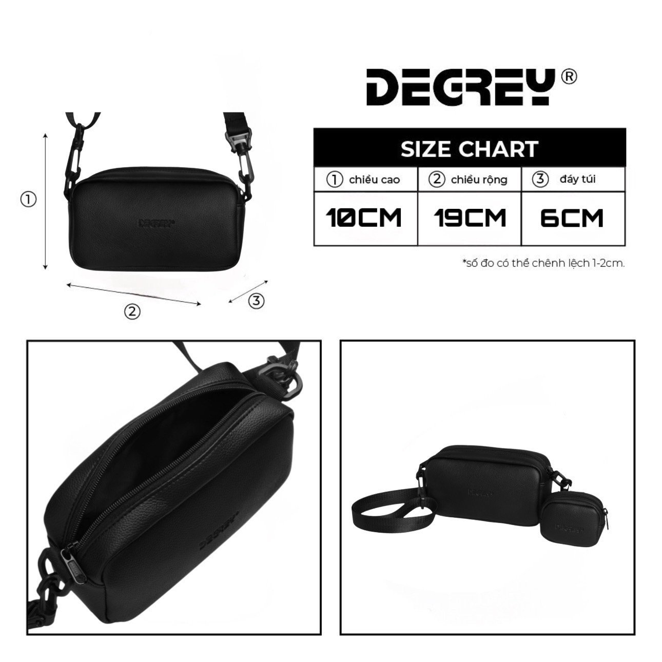 Túi da simili Degrey đeo chéo crossbody bag thiết kế thời trang nam nữ - CROSS 