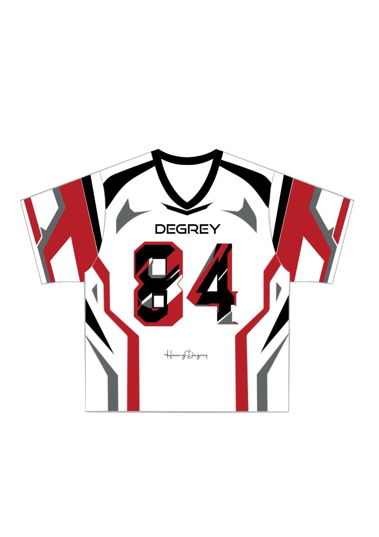  Áo thun Degrey Jersey Striker 84 cổ tim màu trắng in hình thời trang thể thao - JERSTRIT 