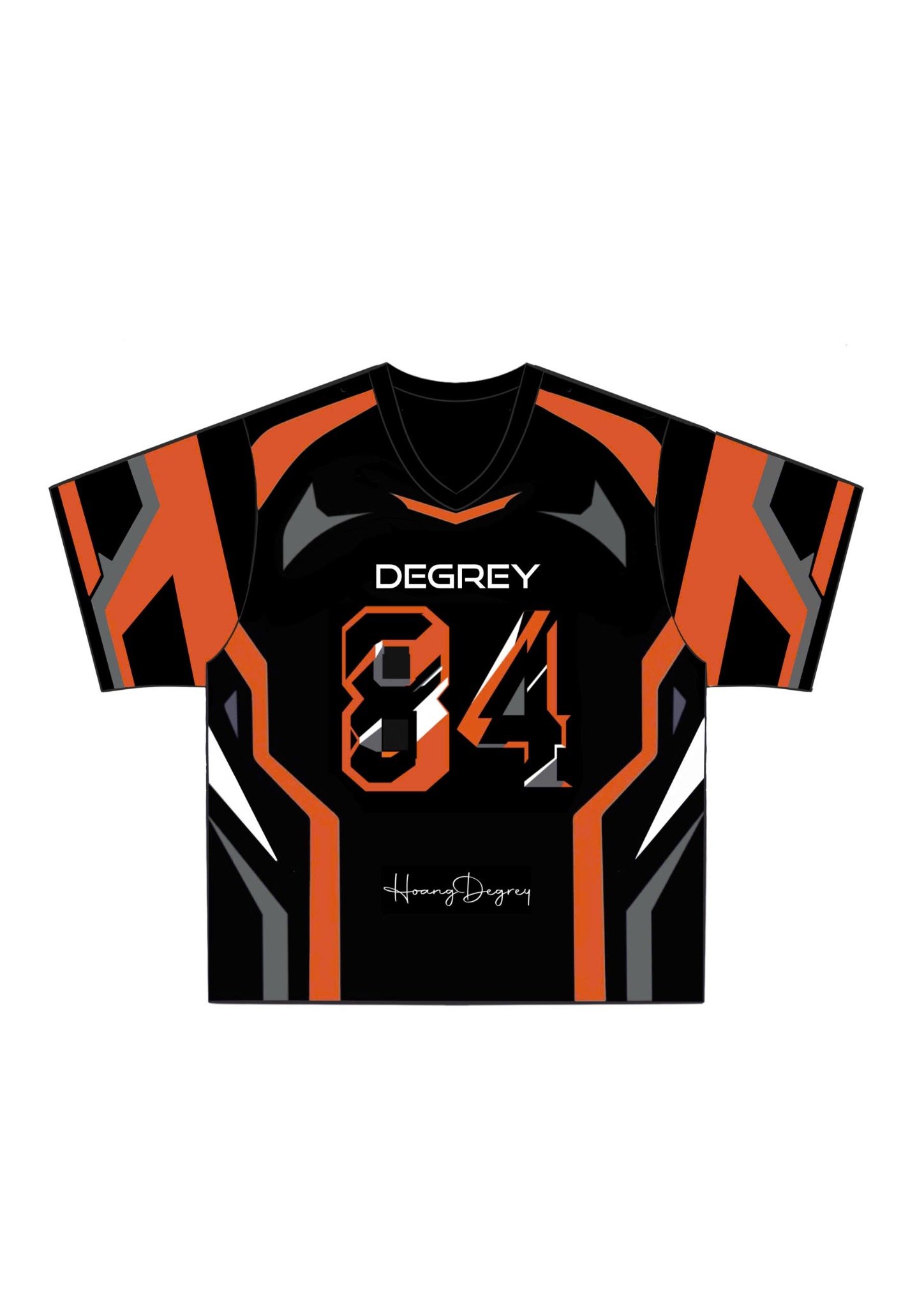  Áo thun Degrey Jersey Striker 84 cổ tim màu cam in hình thời trang thể thao - JERSTRIC 