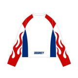  Áo thun tay dài màu trắng Degrey Jersey long sleeve cổ tim thời trang thể thao FIRE - LONGFIRE 