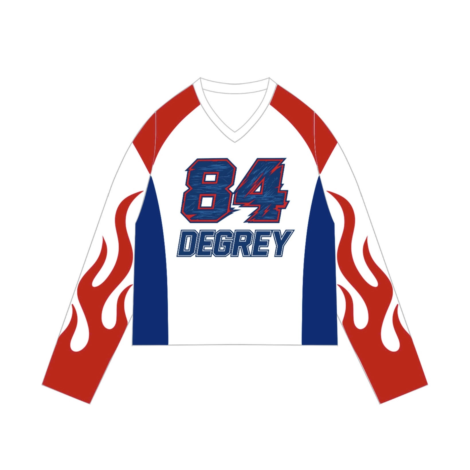  Áo thun tay dài màu trắng Degrey Jersey long sleeve cổ tim thời trang thể thao FIRE - LONGFIRE 