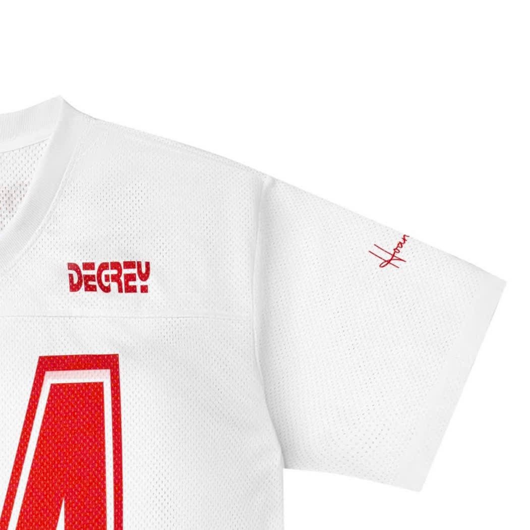  Áo thun Degrey Jersey cổ tim màu trắng thời trang thể thao - JERT 