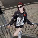  Áo thun Degrey Jersey cổ tim tay dài in hình thời trang thể thao nam nữ màu đen - TADAD 