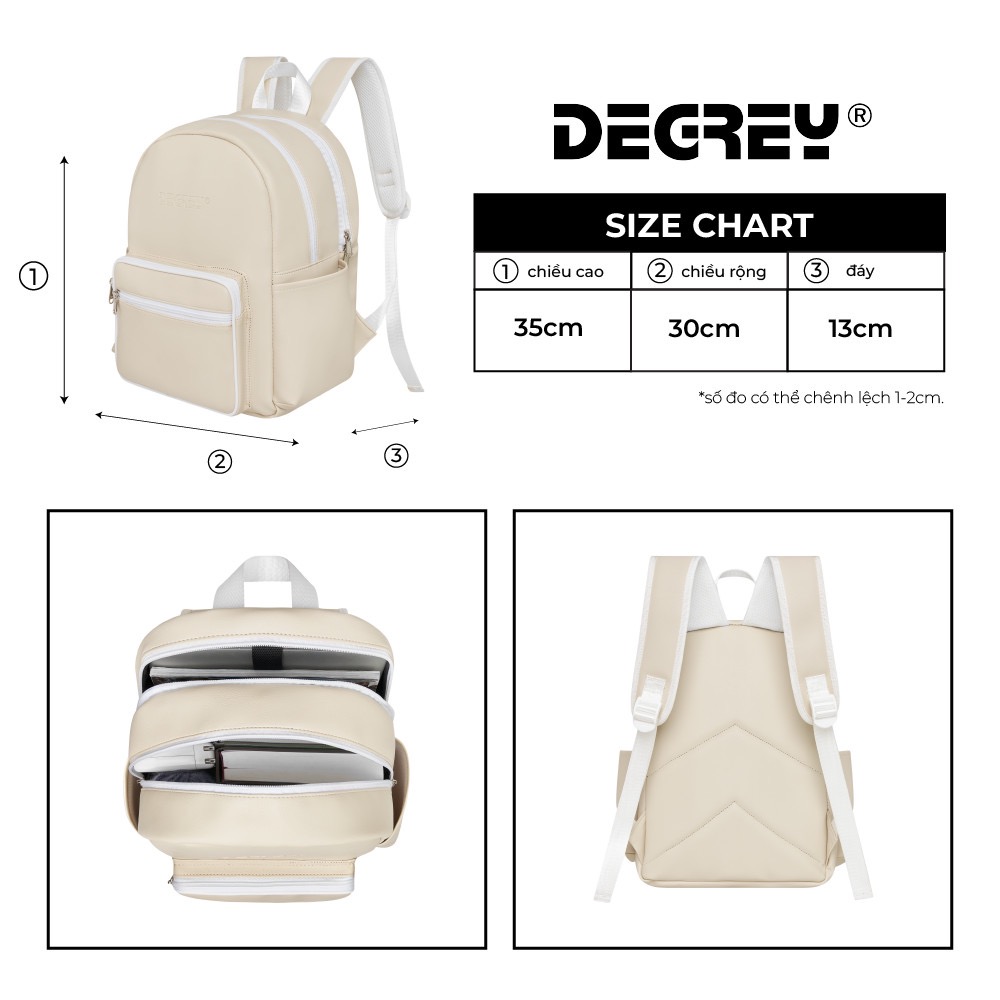  Degrey Double Leather Basic Balo Kem Small Size - LBBDMK 