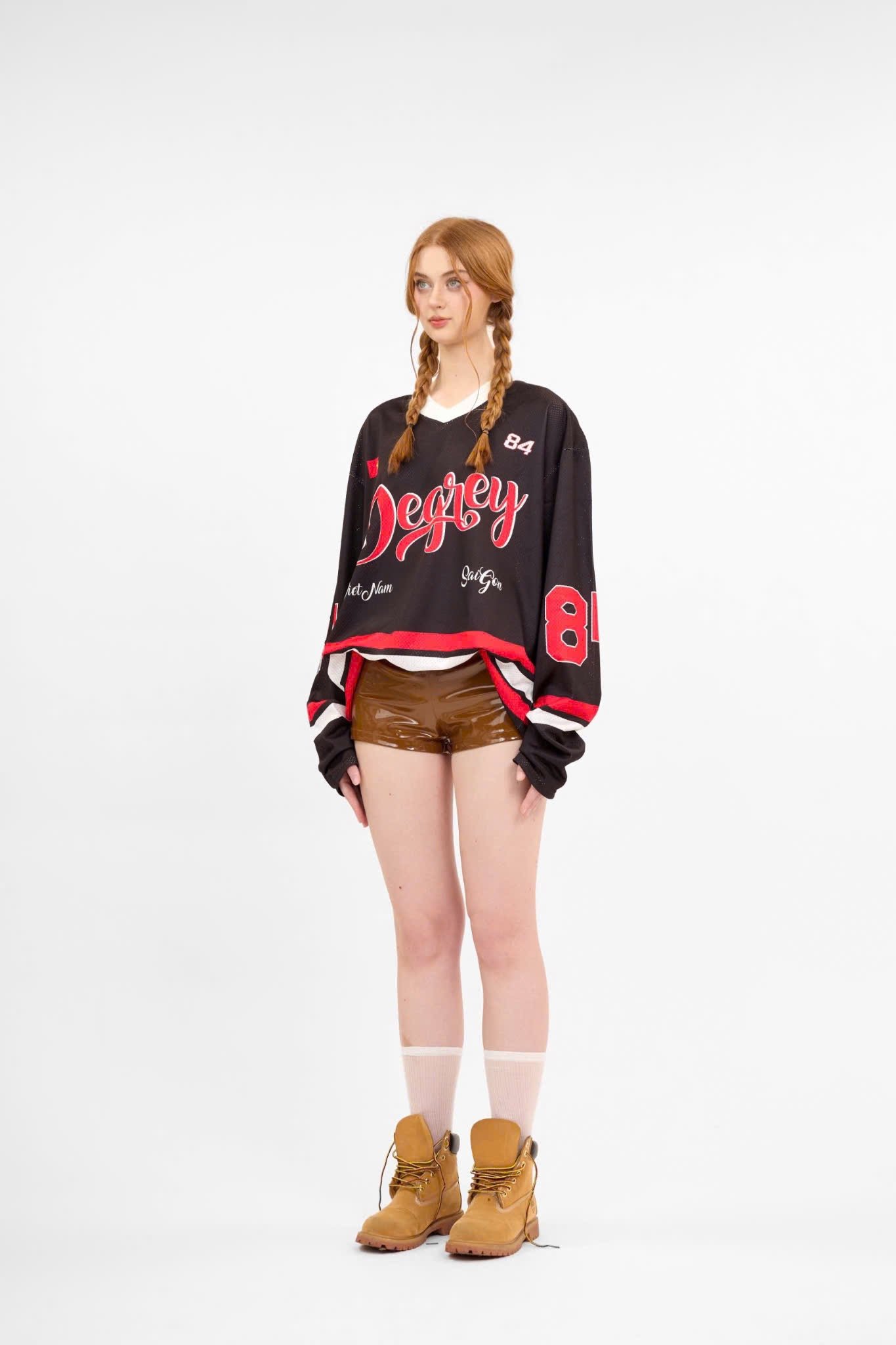  Áo thun tay dài Degrey Jersey long sleeve cổ tim in hình thời trang thể thao nam nữ màu đen- JERLONGD 