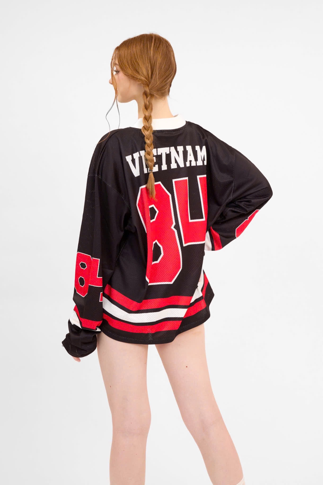  Áo thun tay dài Degrey Jersey long sleeve cổ tim in hình thời trang thể thao nam nữ màu đen- JERLONGD 