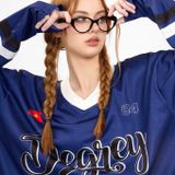  Áo thun tay dài Degrey Jersey long sleeve cổ tim in hình thời trang thể thao nam nữ màu xanh- JERLONGXANH 