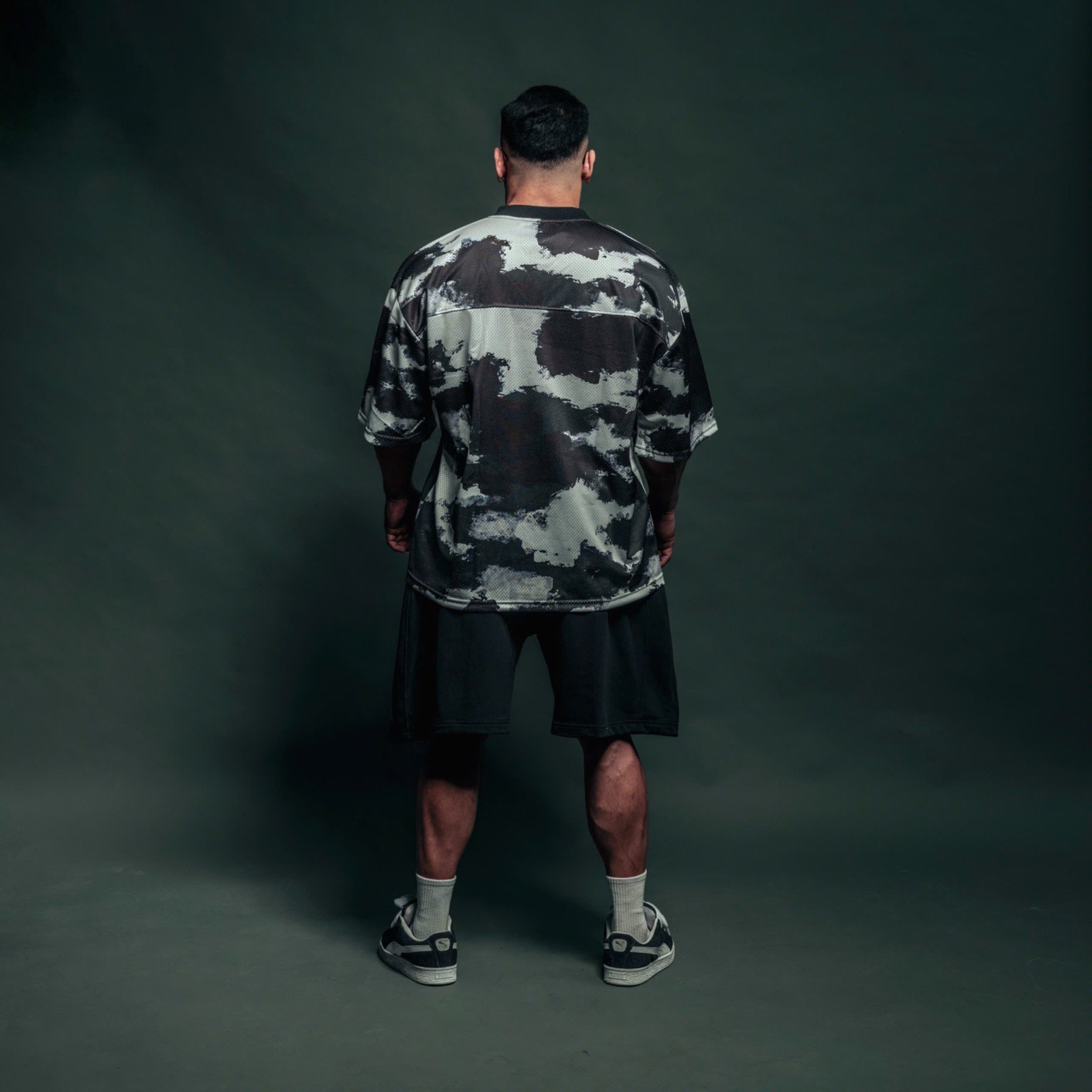  Áo thun Degrey Jersey cổ tim in hình thời trang thể thao nam nữ màu camo đen - JERCAMODEN 
