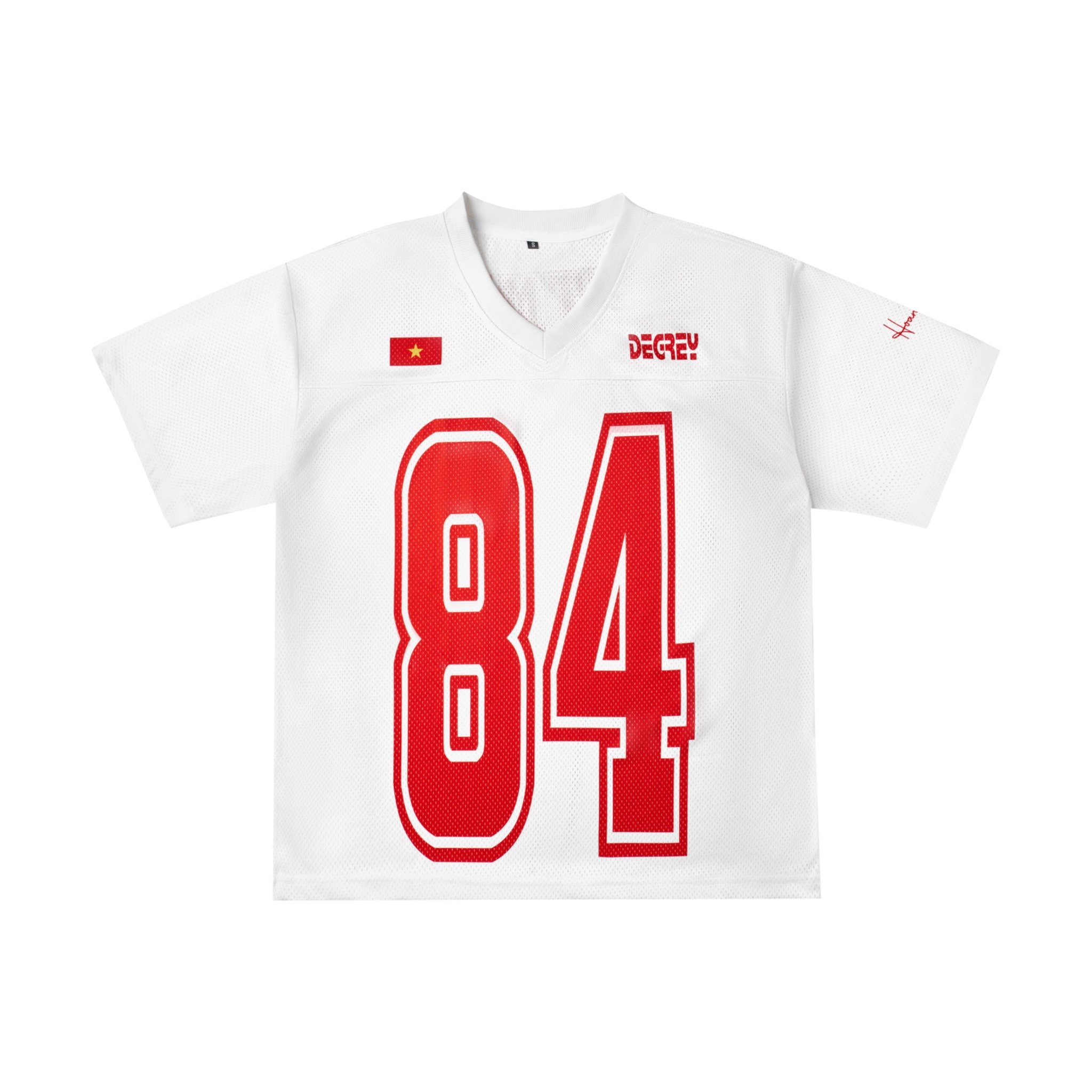  Áo thun Degrey Jersey cổ tim màu trắng thời trang thể thao - JERT 