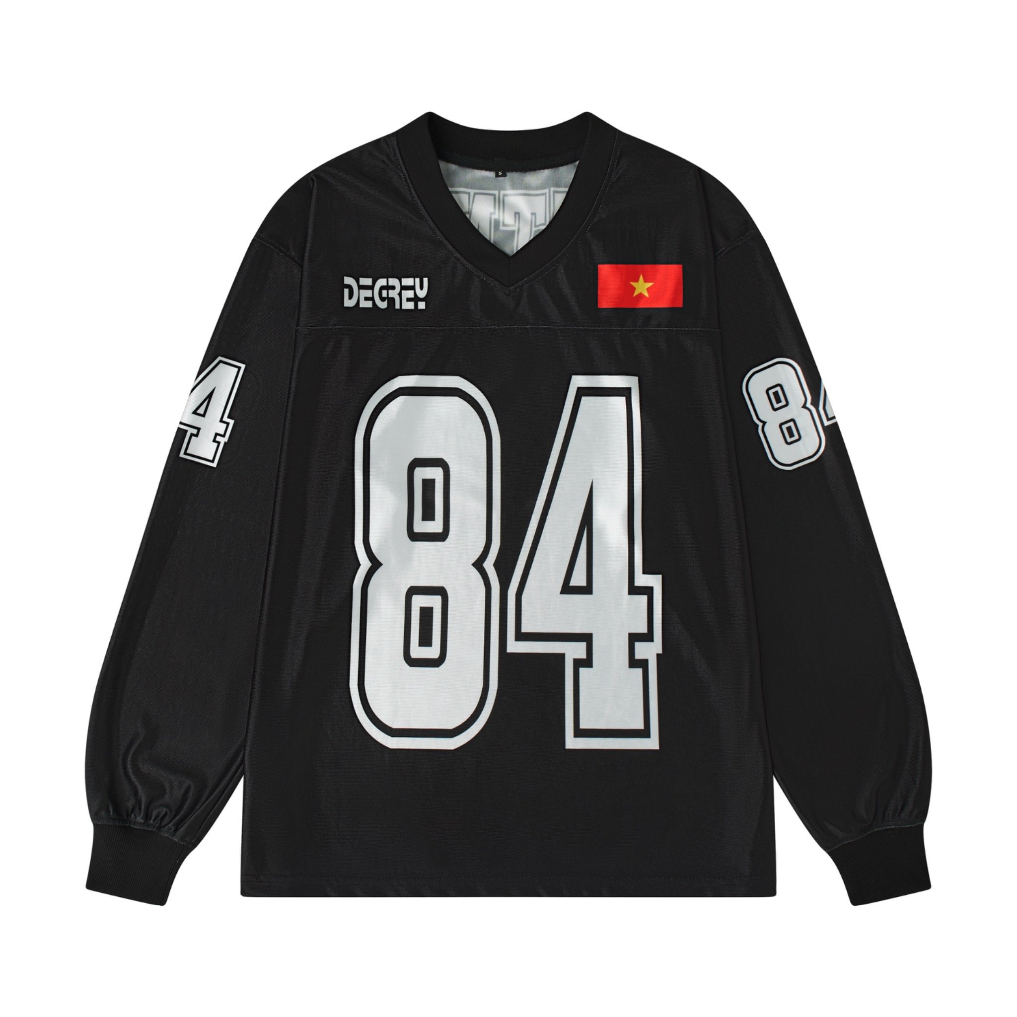  Áo thun Degrey Jersey cổ tim tay dài in hình thời trang thể thao nam nữ màu đen - TADAD 