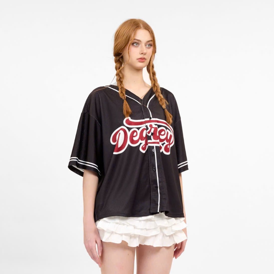  Áo khoác sơmi Jersey Degrey Baseball form rộng màu đen - BASED 