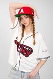  Áo khoác sơmi Jersey Degrey Baseball form rộng màu trắng - BASET 