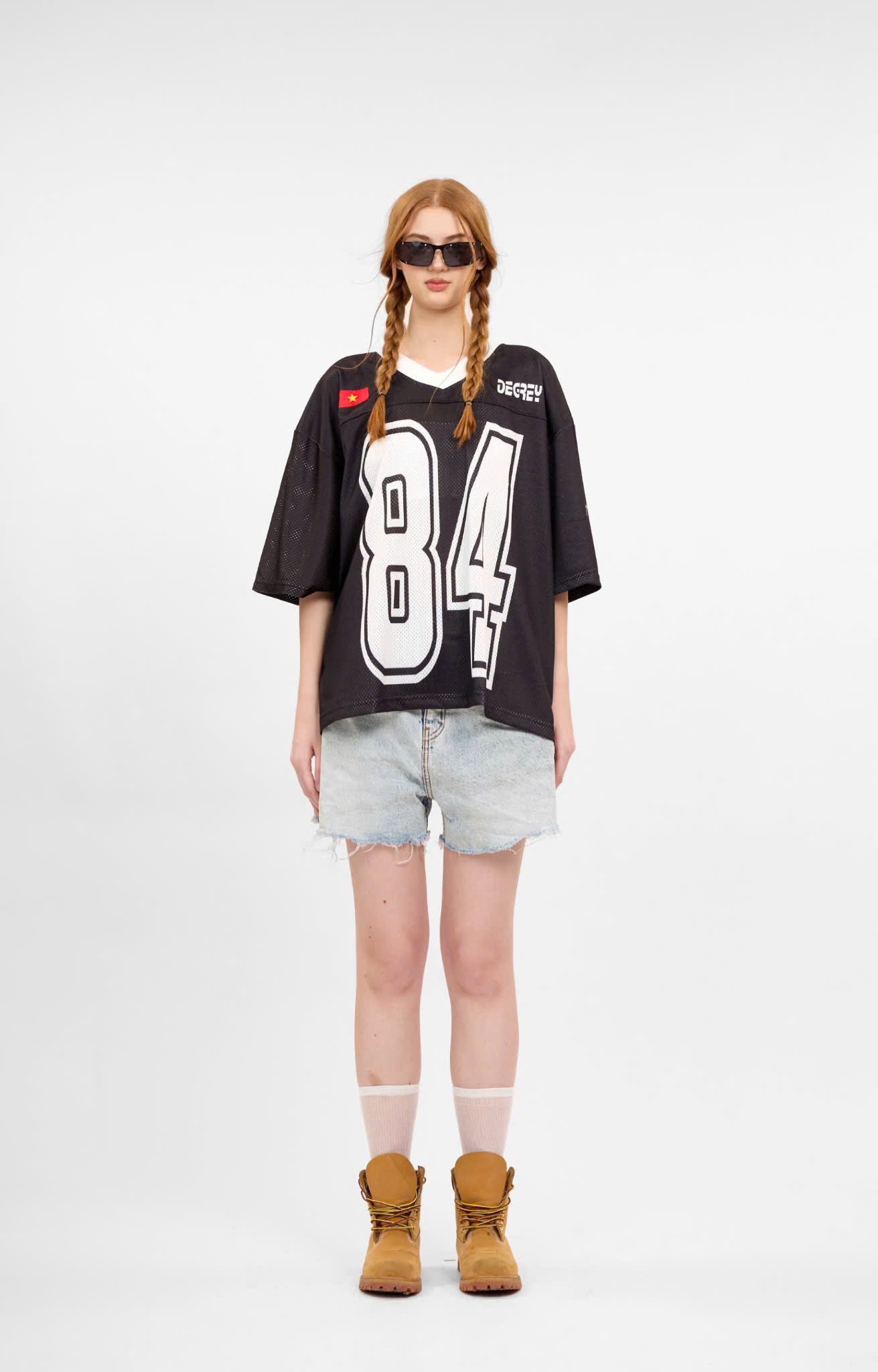  Áo thun Degrey Jersey cổ tim in hình thời trang thể thao nam nữ màu đen - JERD 