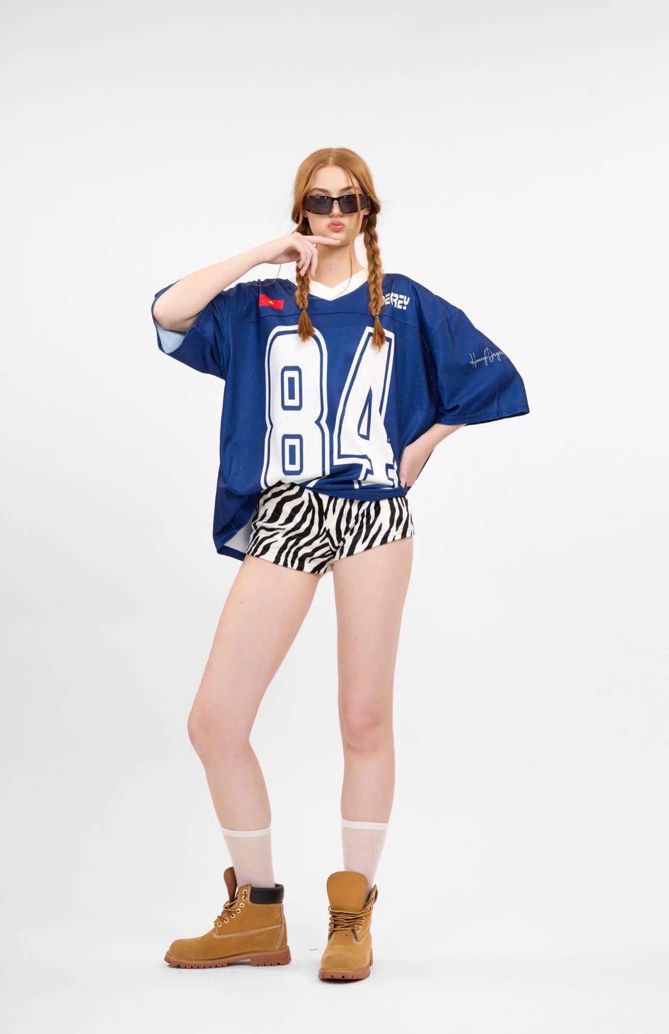  Áo thun Degrey Jersey cổ tim in hình thời trang thể thao nam nữ màu xanh- JERX 