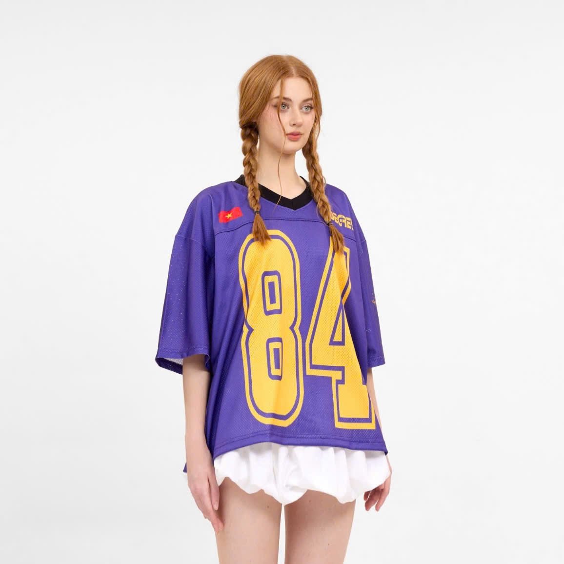  Áo thun Degrey Jersey cổ tim in hình thời trang thể thao nam nữ màu tím- JERP 