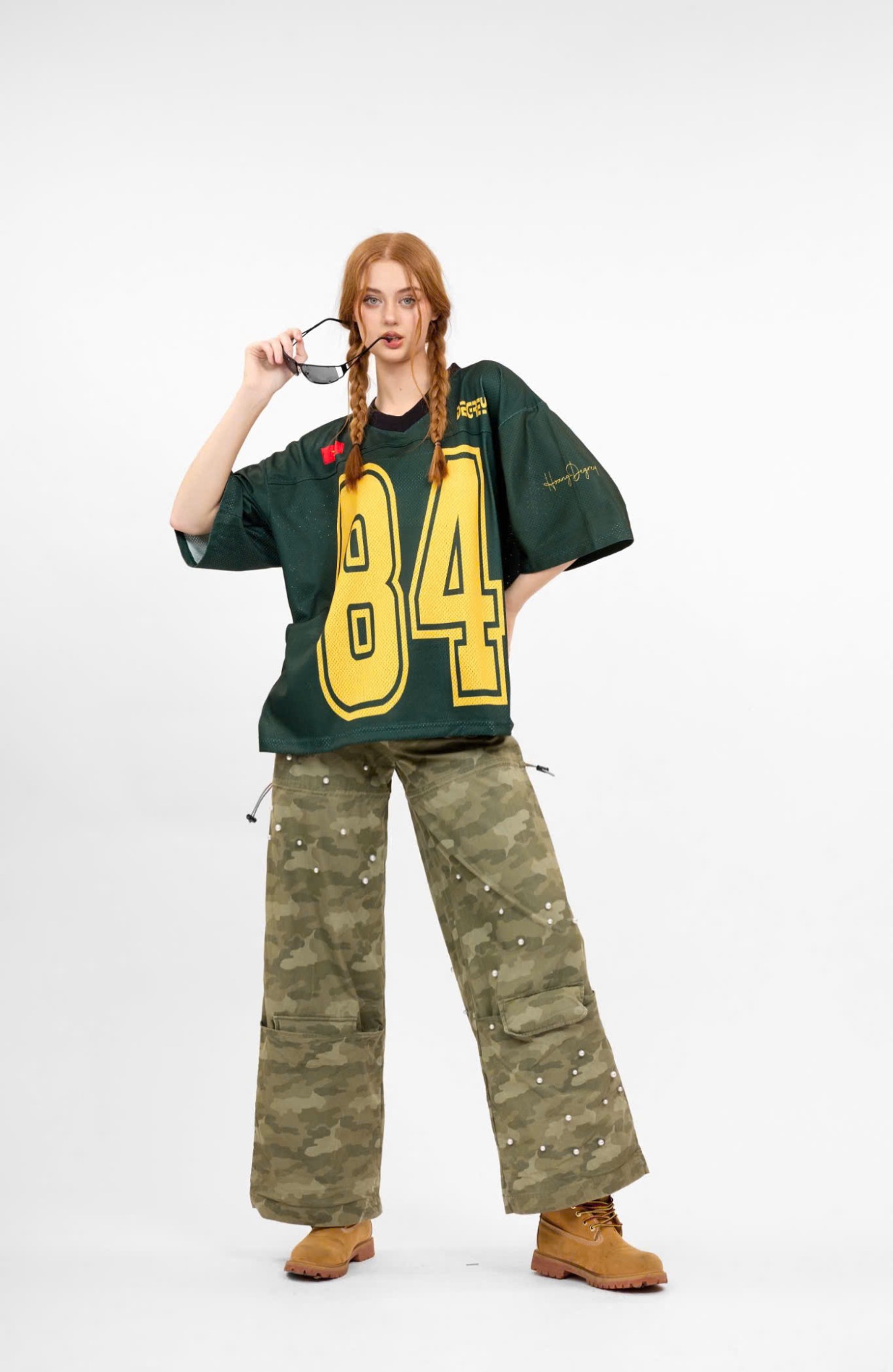  Áo thun Degrey Jersey cổ tim in hình thời trang thể thao nam nữ màu xanh lá- JERG 