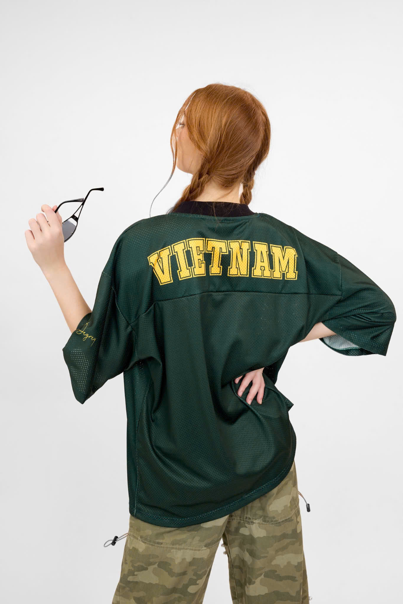  Áo thun Degrey Jersey cổ tim in hình thời trang thể thao nam nữ màu xanh lá- JERG 