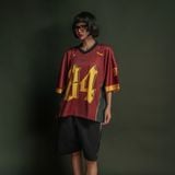  Áo thun Degrey Jersey cổ tim màu đỏ in hình thời trang thể thao nam nữ màu flexible x3- JERFLEXDO 