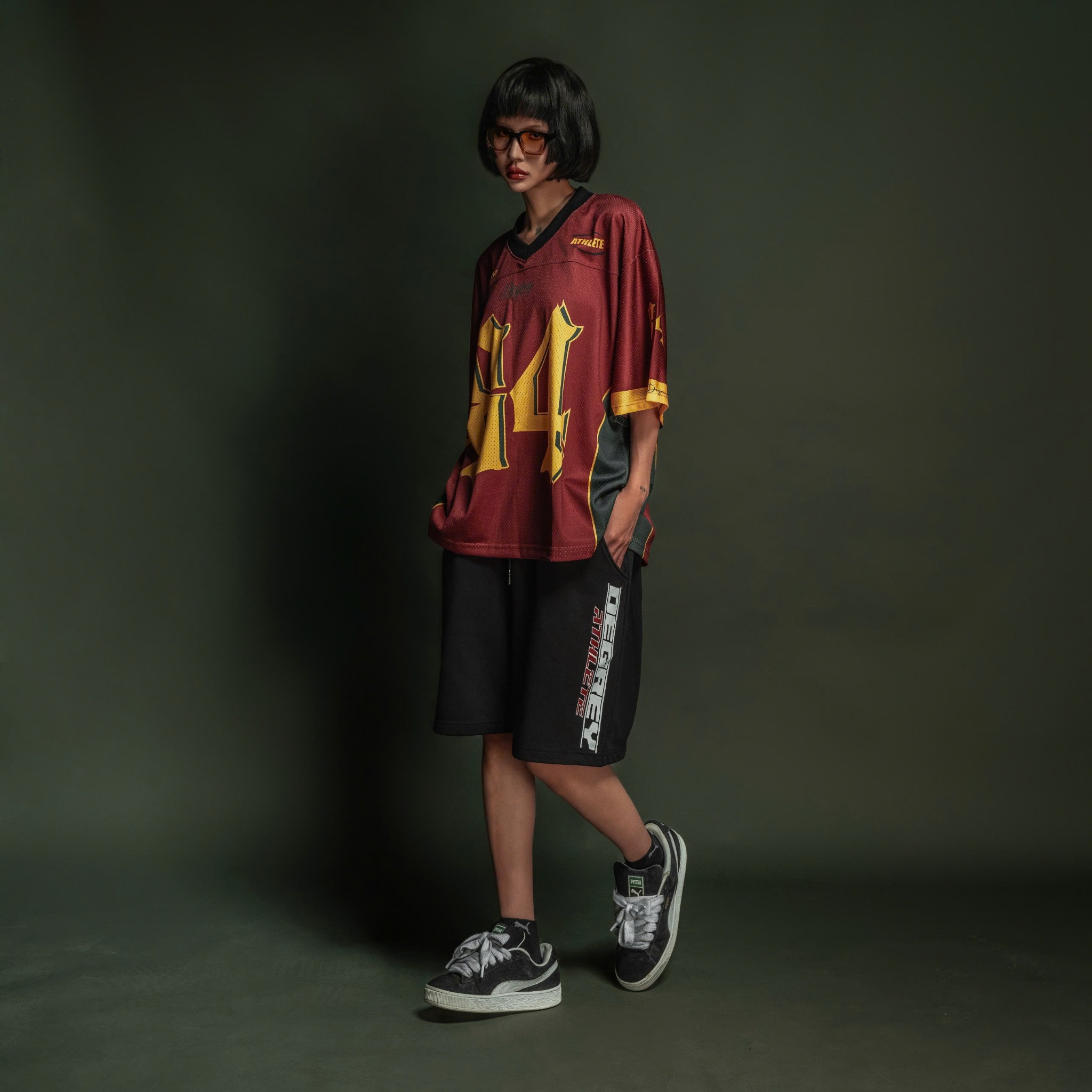  Áo thun Degrey Jersey cổ tim màu đỏ in hình thời trang thể thao nam nữ màu flexible x3- JERFLEXDO 