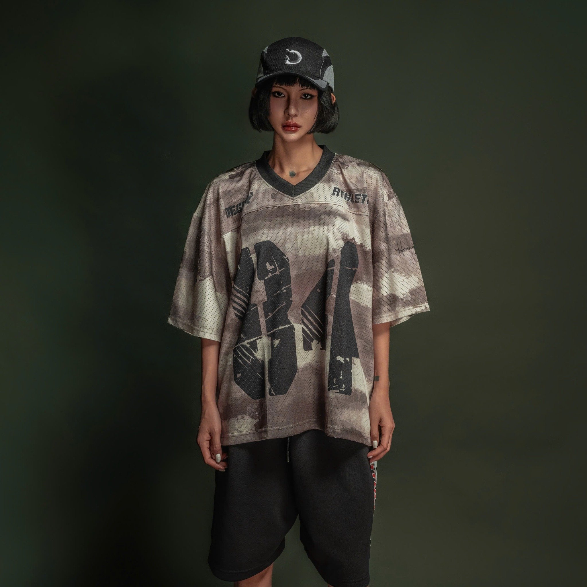  Áo thun Degrey Jersey cổ tim in hình thời trang thể thao nam nữ màu camo- JERCAMO 