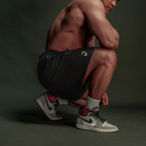  Quần dù ngắn màu đen thiết kế thể thao Degrey short pant - QADU 