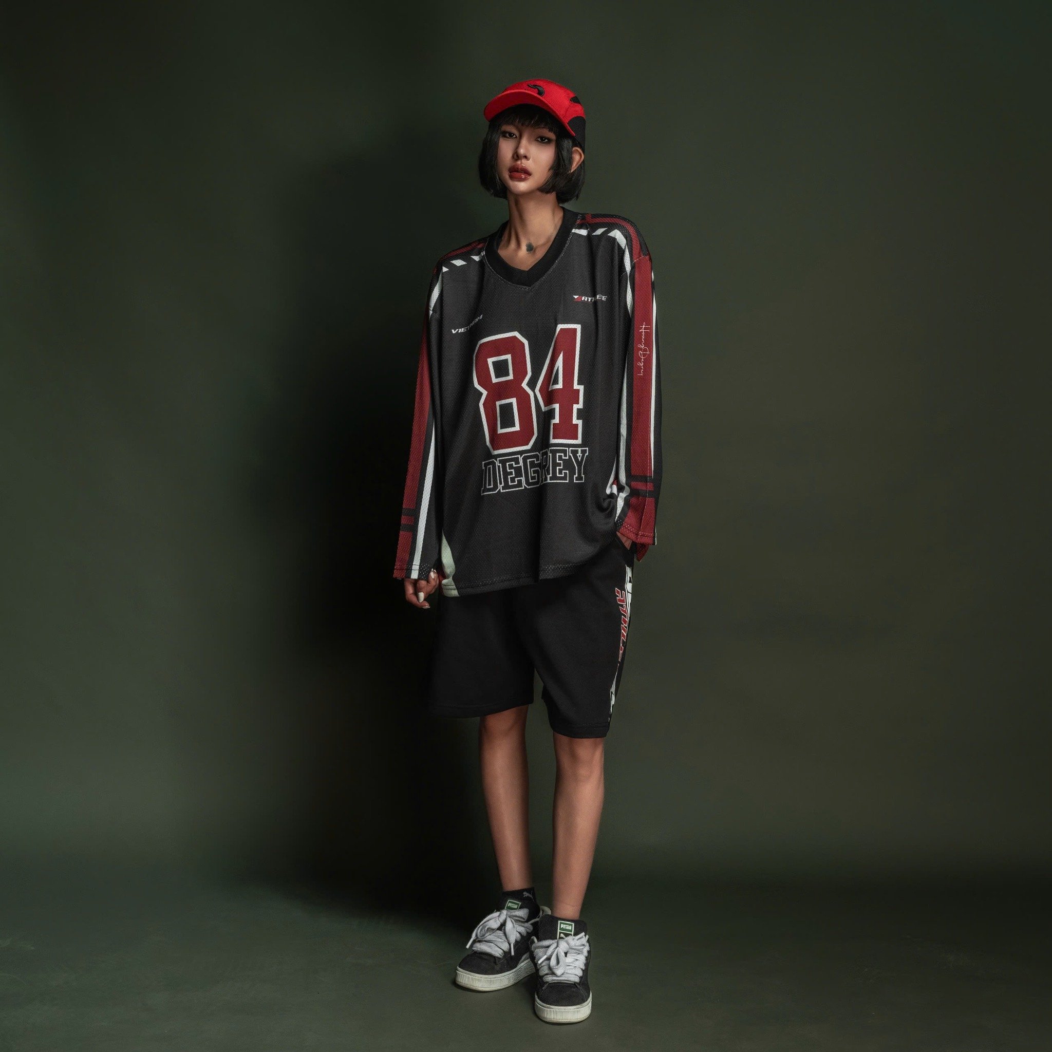  Áo thun tay dài màu đen Degrey Jersey long sleeve cổ tim in hình thời trang thể thao nam nữ Flexible x3 color - FLEXDEN 