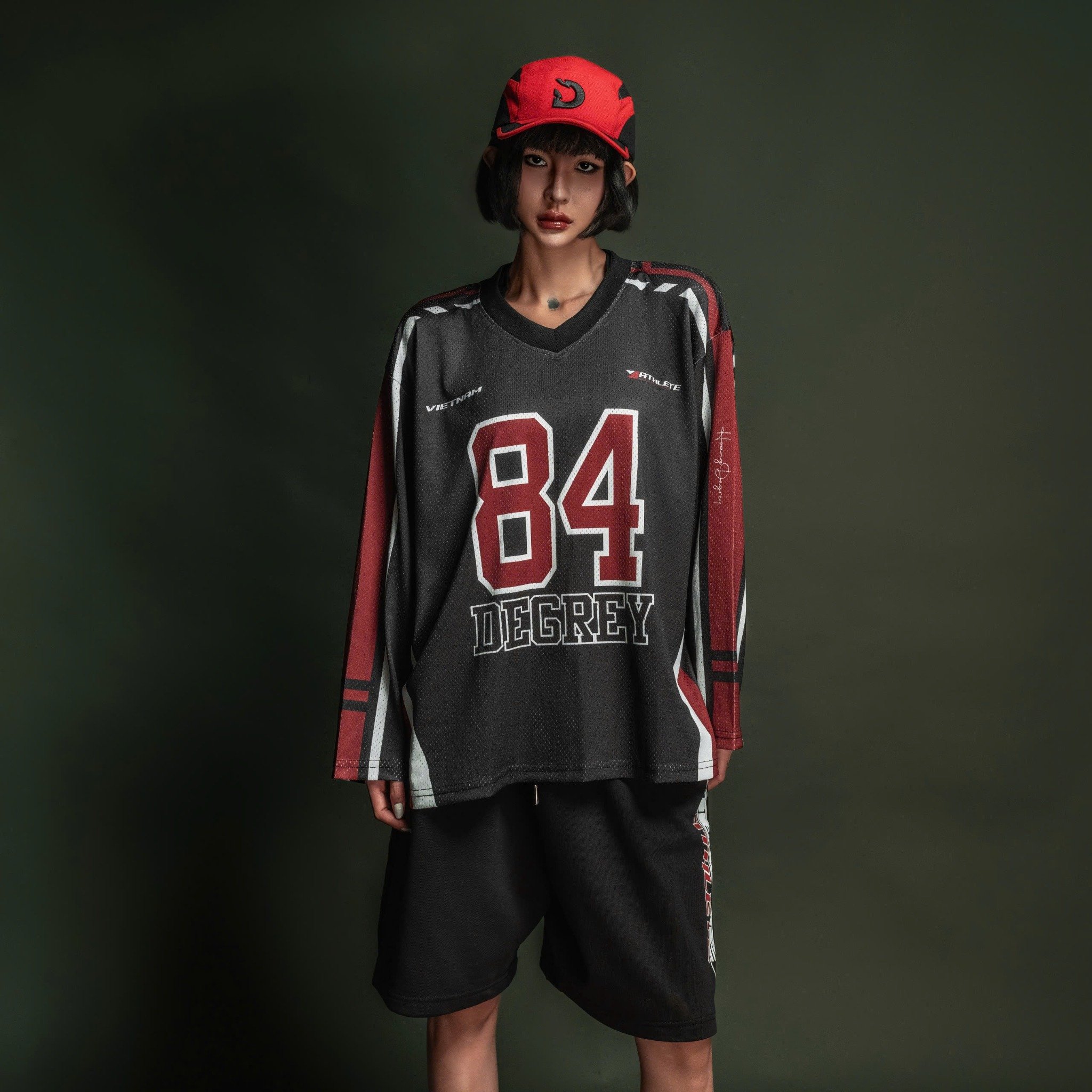  Áo thun tay dài màu đen Degrey Jersey long sleeve cổ tim in hình thời trang thể thao nam nữ Flexible x3 color - FLEXDEN 