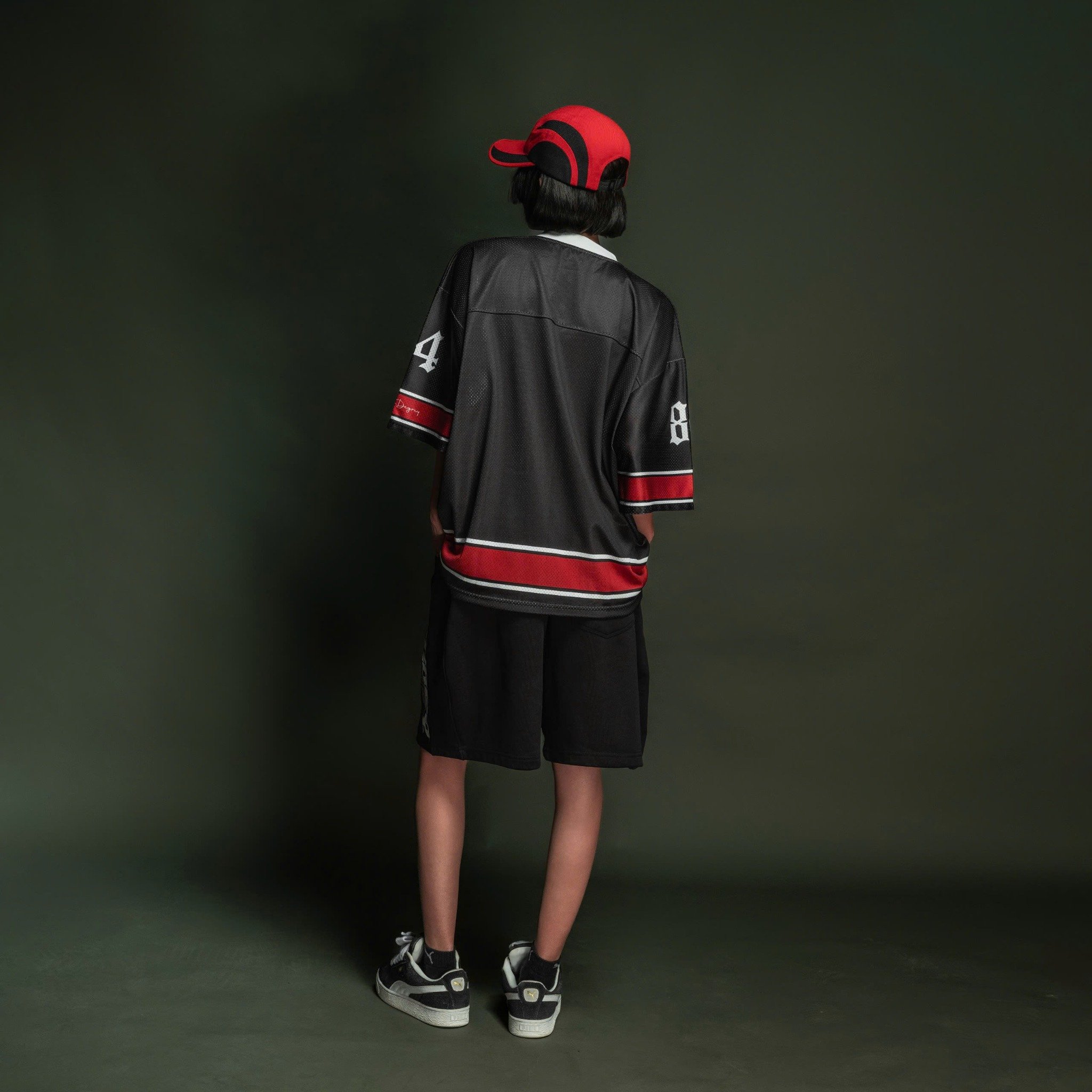  Áo thun Degrey Jersey cổ tim màu đen in hình thời trang thể thao nam nữ màu flexible x3- JERFLEXDEN 
