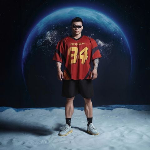  Áo thun thể thao màu đỏ Degrey Jersey Velocity 84 cổ tim - VELODO 