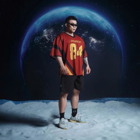  Áo thun thể thao màu đỏ Degrey Jersey Velocity 84 cổ tim - VELODO 