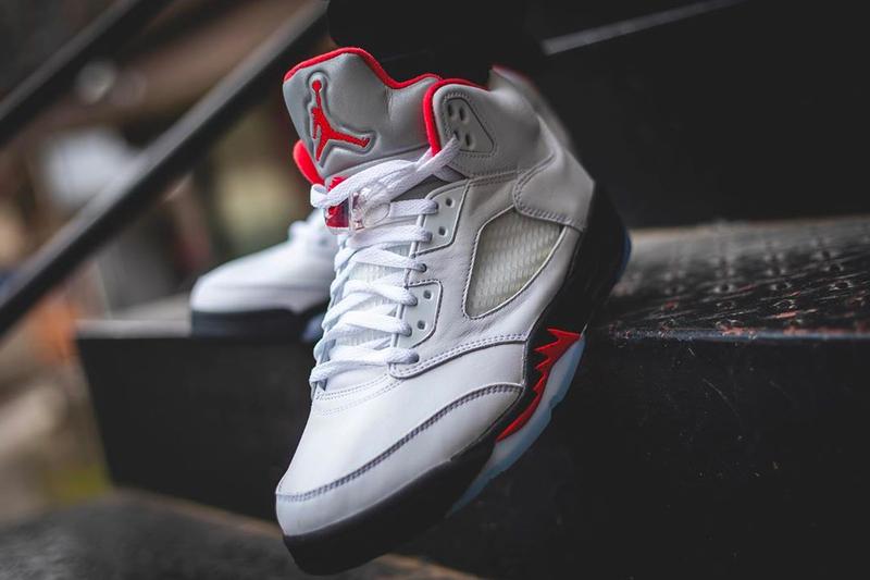 jordan 5 fire red silver
