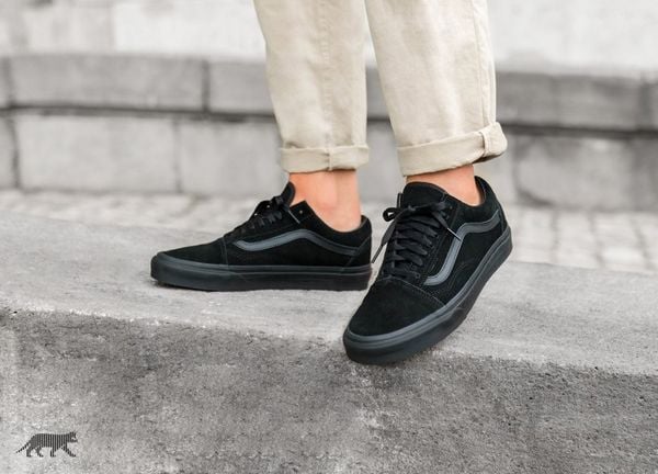 triple black leather vans