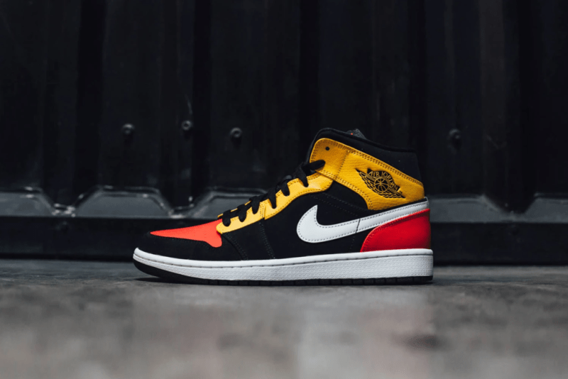 Air Jordan 1 Mid Black/Orange/Yellow - Slam Dunk Sport