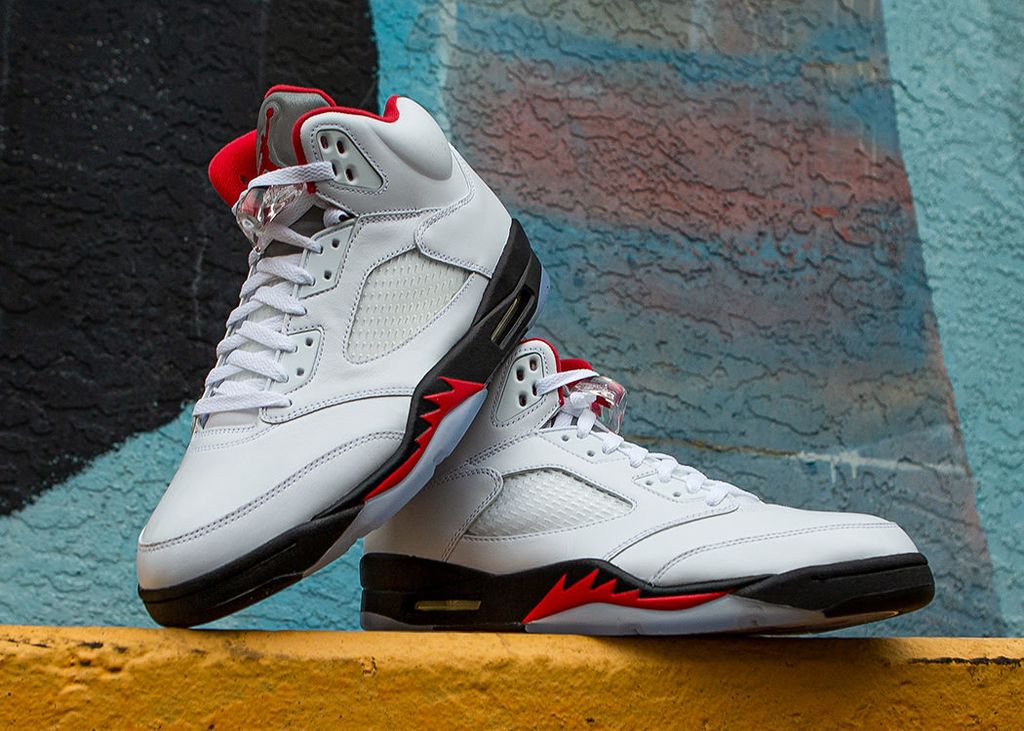 jordan 5 fire red silver