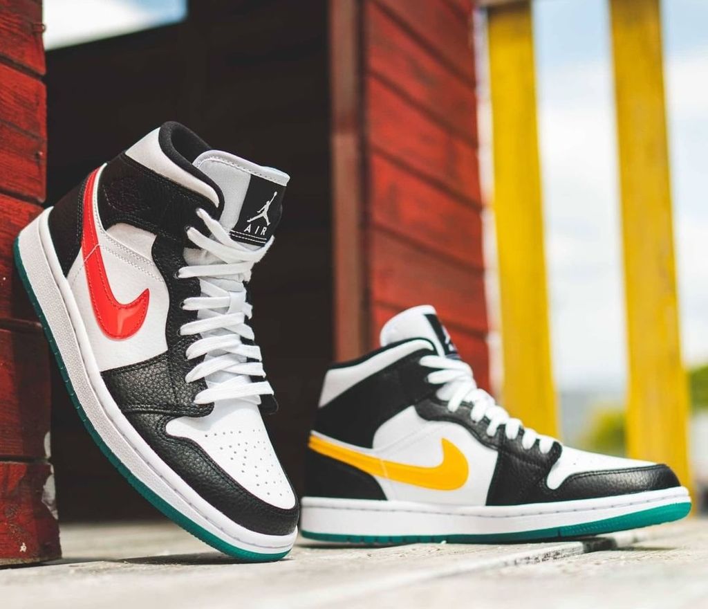 jordan 1 mid alternate swoosh red yellow