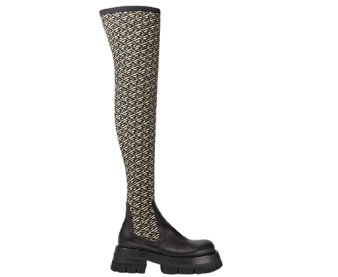 Giày Versace Leonidas Thigh High Boots Black Khaki 1002055 ...