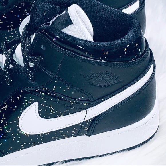 air jordan 1 mid glitter black