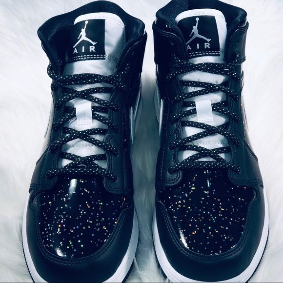 air jordan 1 mid glitter black