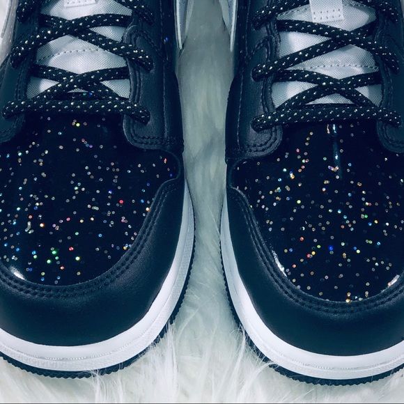 air jordan 1 mid glitter black