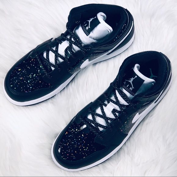 air jordan 1 mid glitter black