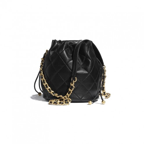 chanel drawstring bag black