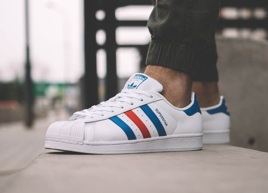 Adidas superstar blue and red clearance